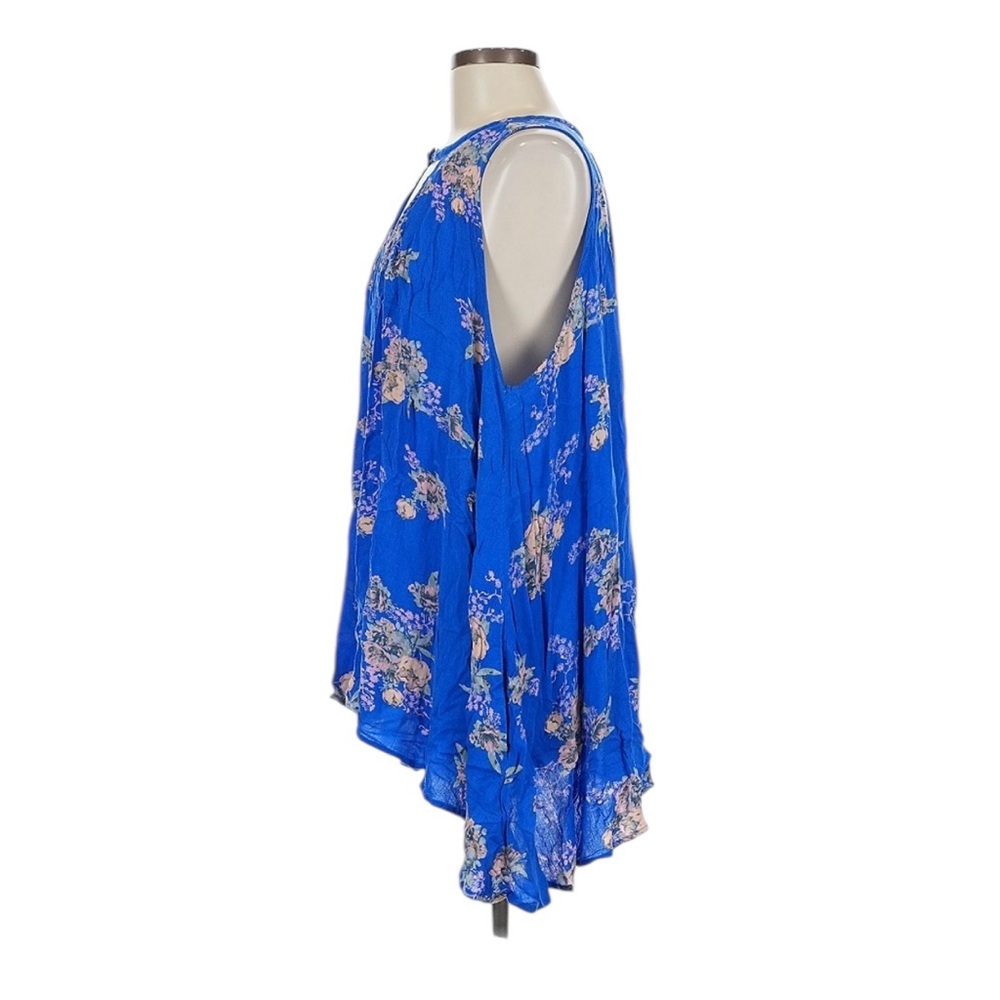 Free People Royal Blue Floral Top Tunic Size Medium - Picture 5 of 5